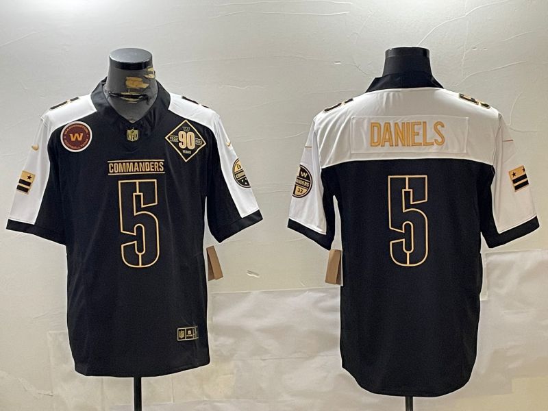 Men Washington Commanders #5 Daniels Black three generations 2024 Nike Limited NFL Jersey style 4->washington commanders->NFL Jersey